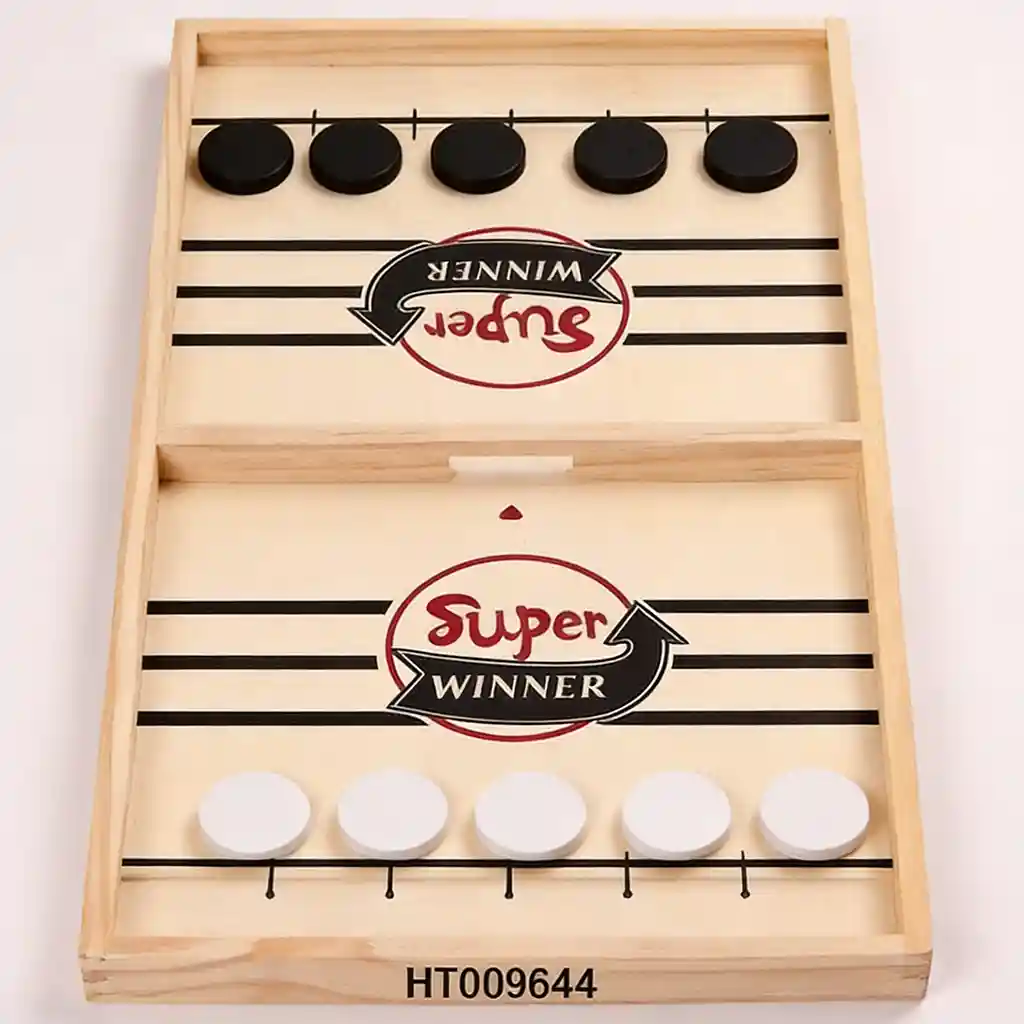 Large Fast Sling Puck Game in its wooden box
